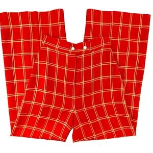 Vintage Jantzen Label 4 Jrs. Red Plaid High Waist Wide-Leg Pants Sz 11